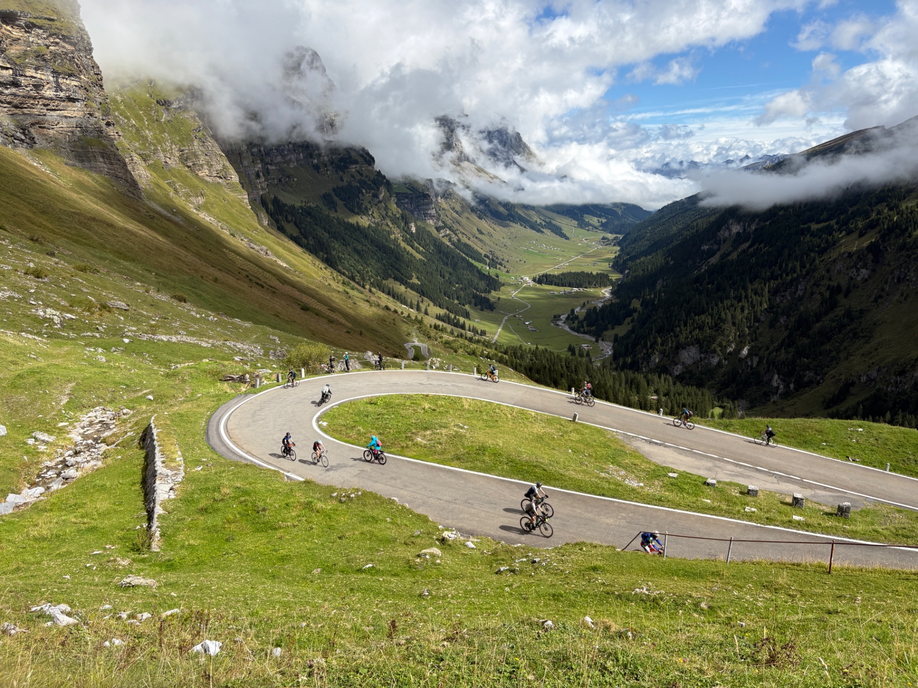 Hairpin mountain road on the Klausenpass in the Swiss Alps
